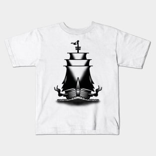 Old School Tattoo Pirate Ship Kids T-Shirt